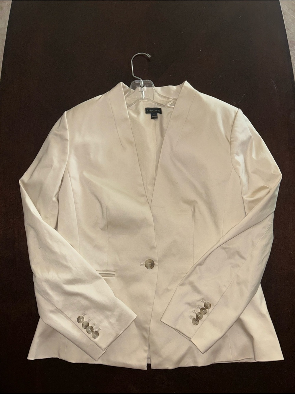 Ann Taylor Tan Single-Button V-Neck Blazer